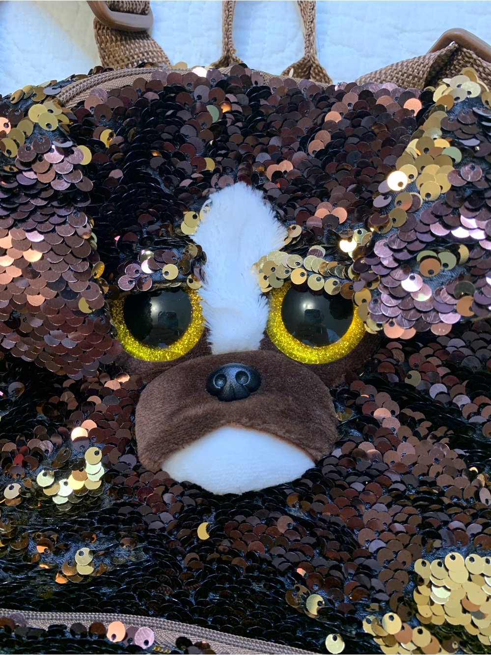 Ty Beanie Boos Brutus the Dog Flippable Sequin Square Backpack